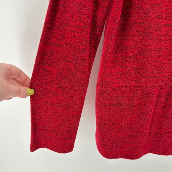 Liz Claiborne Red Heathered Long Sleeve Soft Knit Pullover Top Oversized Pet Med - Picture 2 of 6